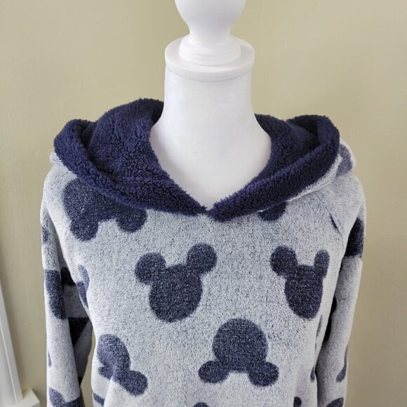 Disney Mickey Mouse Lounge Hoodie Fleece Sweatshirt Robe Blue Size Small - Picture 9 of 14